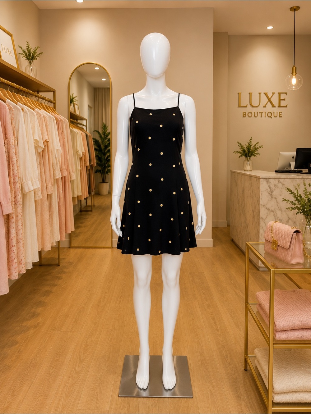 American Eagle Outfitters Black Mini Dress with flower